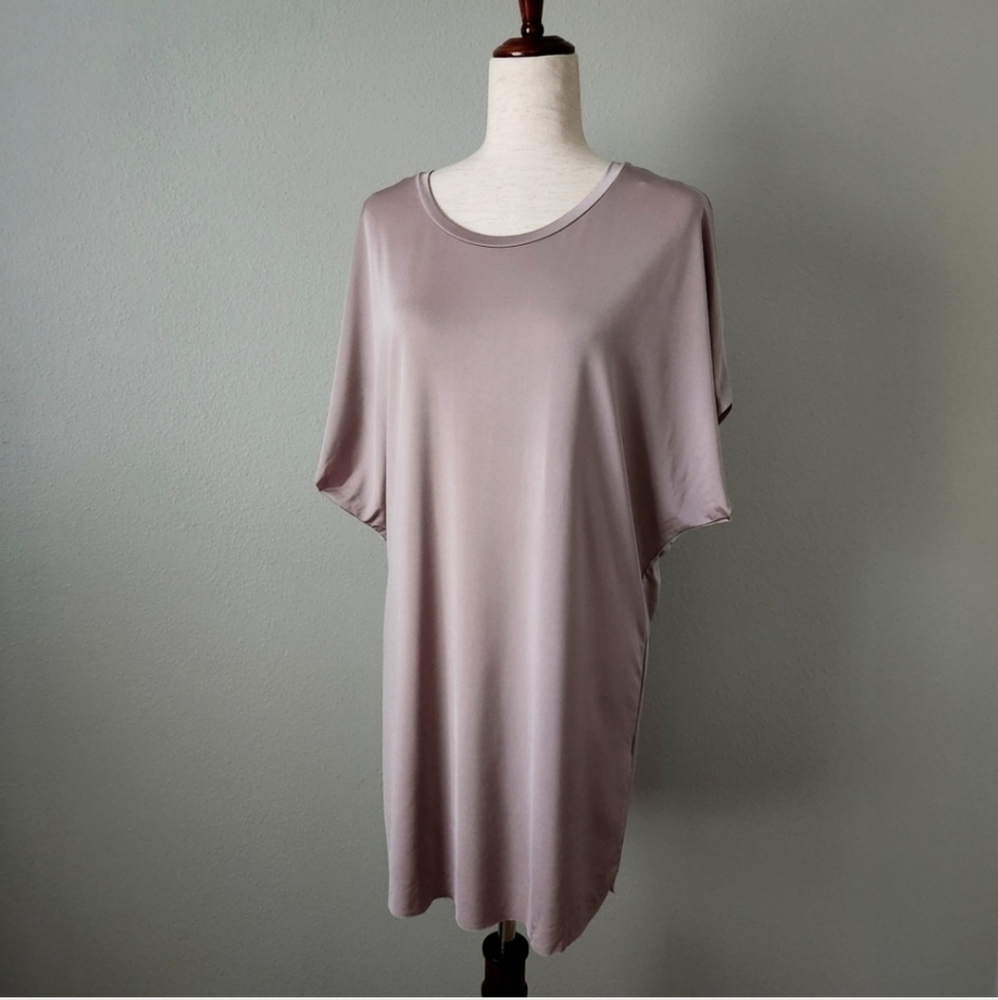 Zara Silky Crewneck Pullover Tunic / Dress With Short Batwing Sleeve, Size Small